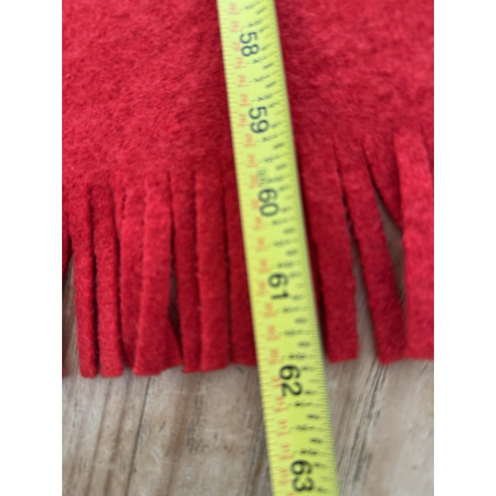 Vintage Lucy Barlow Wool Scarf Made in England Red Burgundy Colorblock Fringe - Picture 13 of 14